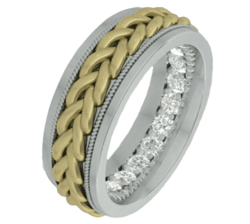 Silver ring with gold braid