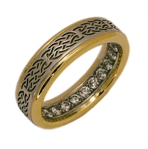 Gold wedding band with Celtic etchings
