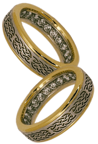 Two gold and silver rings with Celtic designs